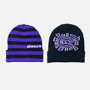 Adwysd Reversible No Cuff Beanie Purple/Black